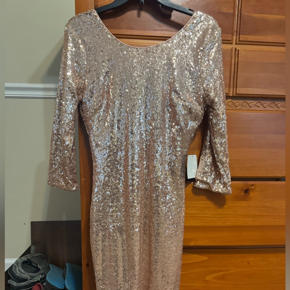 Gorgeous sequin mini dress in rose gold -Lulus